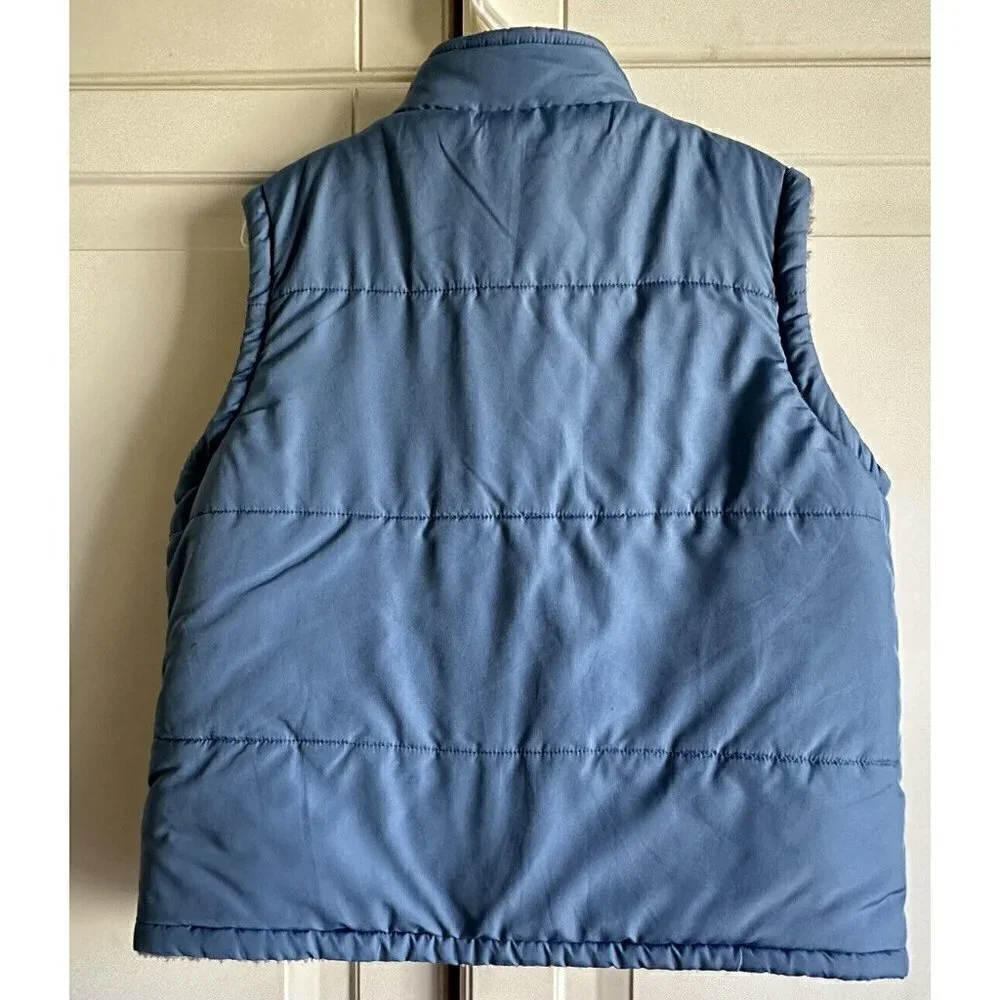 Janie and Jack Boys 4 Blue Reversible Sherpa Vest Polar Wonderland‎